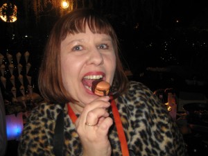 Sandra Carr samples a Macaroon Lollypop at the Hyatt Regioncy Grand Cypress!Photo by: Sandra Carr